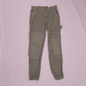 American Eagle Olive Green Cargo Patchwork Pants w/ Real Pockets